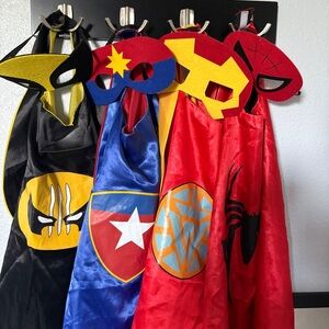 Superhero Kids Costume Set - Capes and Masks - 4 sets